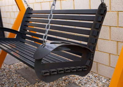 Swing bench made from fabricated aluminium metal sheets