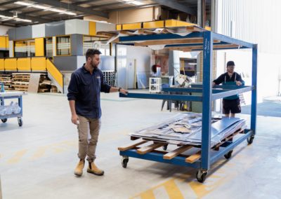 Jake Whately Custom Aluminium Director supervising the operation in Custom Aluminum warehouse
